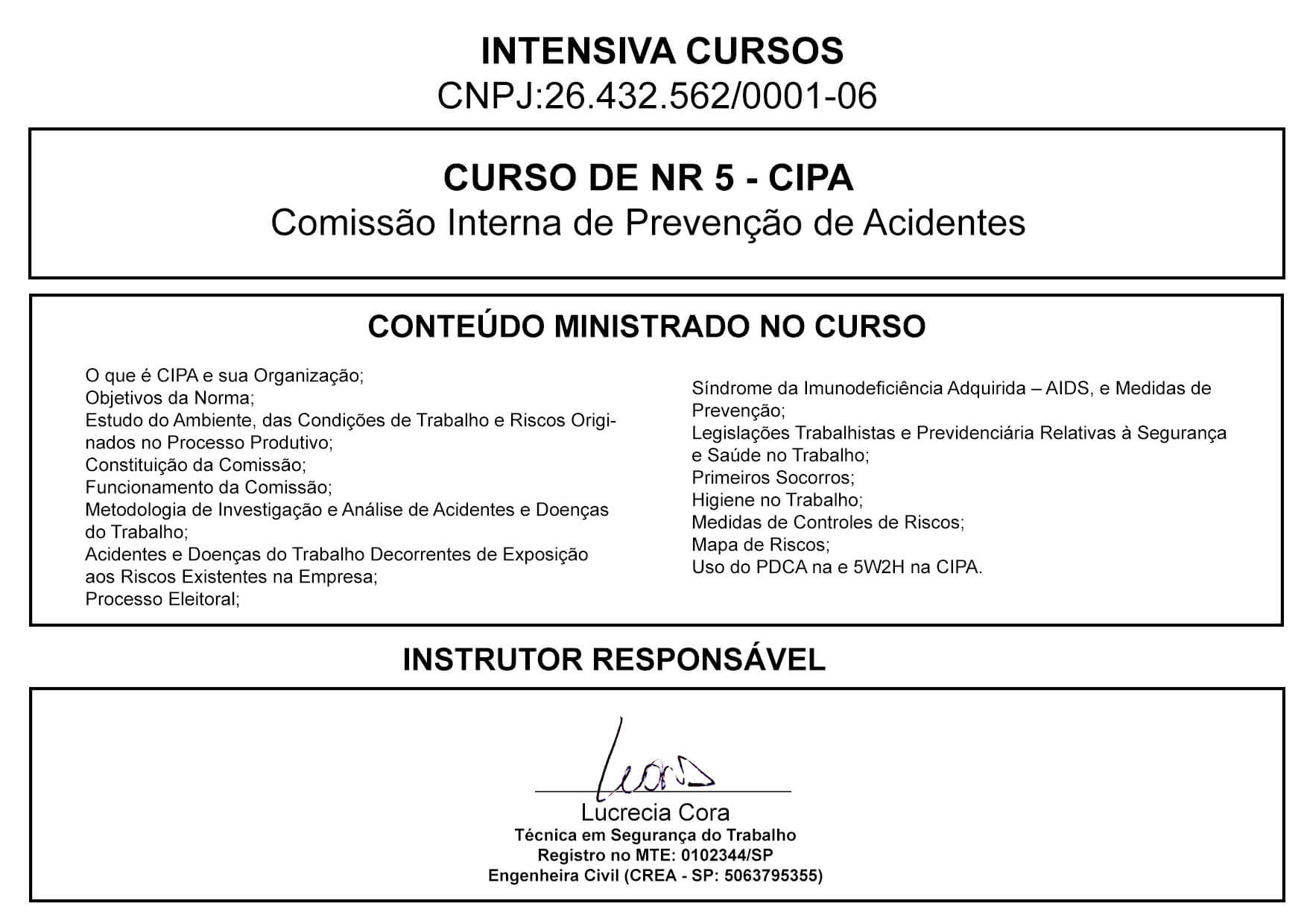 Curso De NR 5 CIPA Certificado Intensiva Cursos